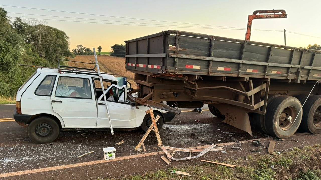 Acidente na PR-566 deixa um ferido e causa transtornos na saída para Francisco Beltrão
