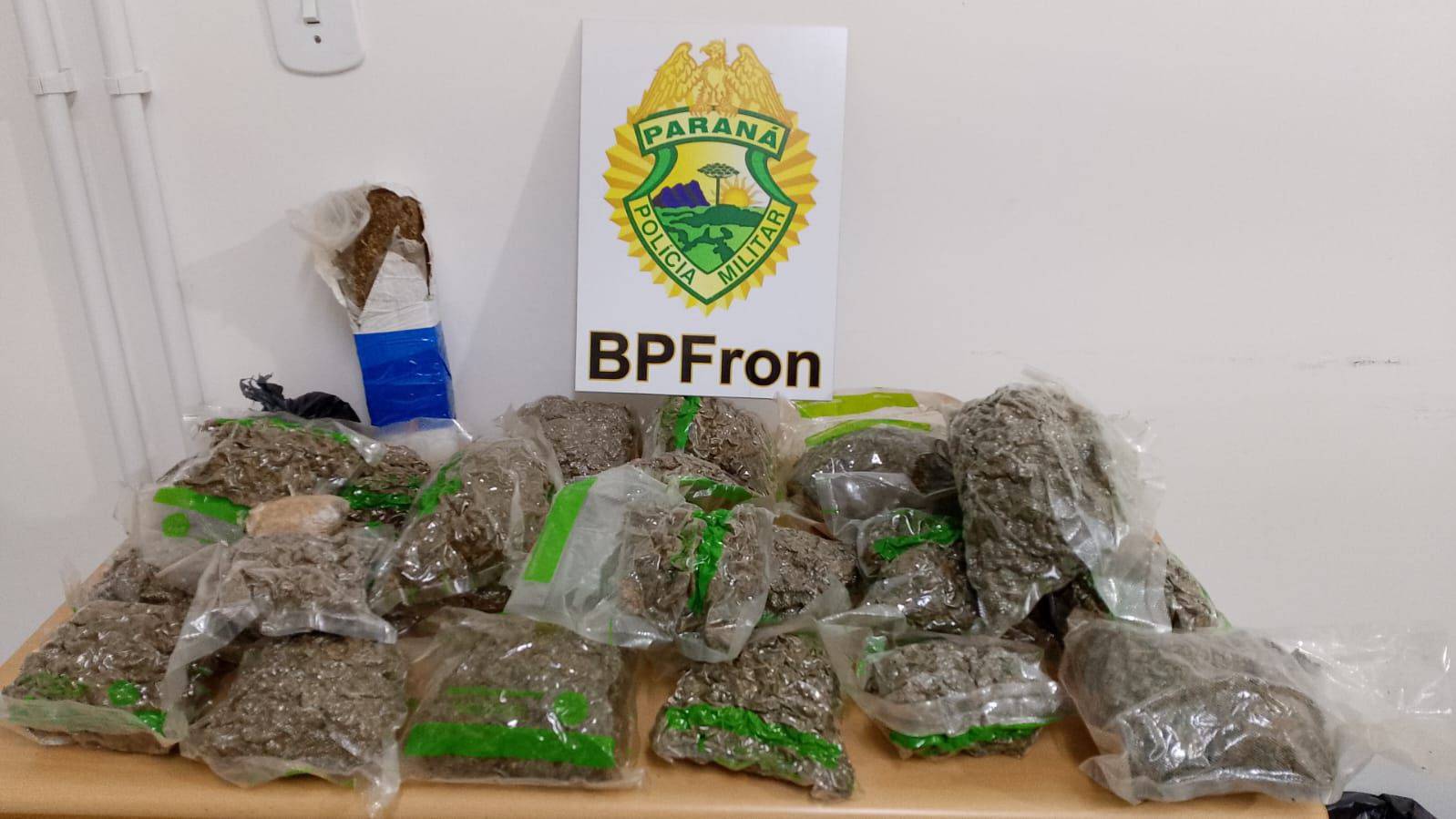 Polícia Militar apreende 6,7 Kg de maconha em ônibus interestadual no Sudoeste do Paraná