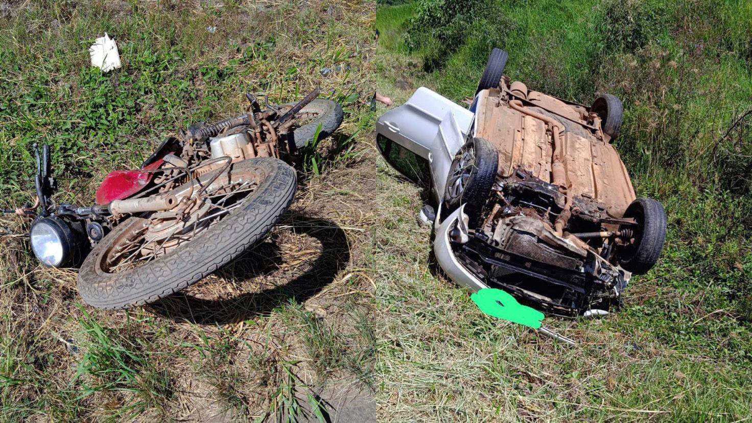 Criança fica ferida após carro capotar na BR-280