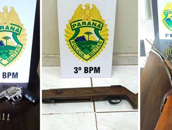 Polícia Militar apreende 4 armas de fogo durante o feriado de Páscoa no Sudoeste Paranaense