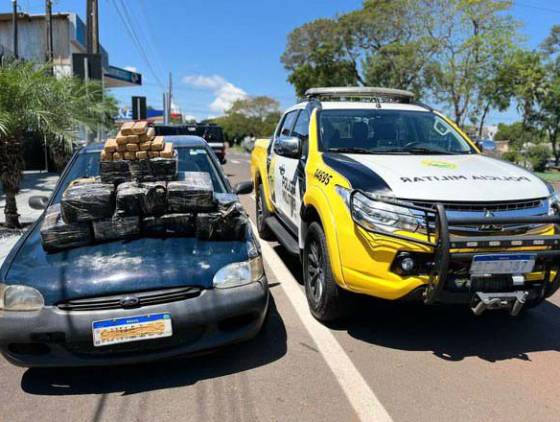 Batalhão da PM apreende 109 quilos de maconha em rodovia de Realeza
