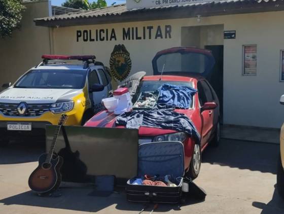 PM prende casal suspeito de furto e recupera objetos em Francisco Beltrão
