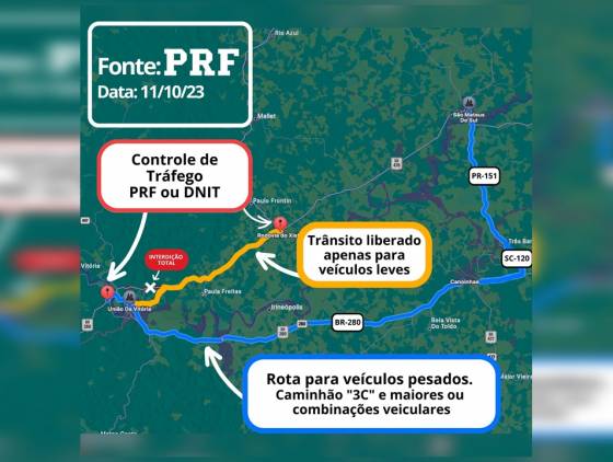 Deslizamento na BR-476 causa restrição de tráfego no sudeste paranaense