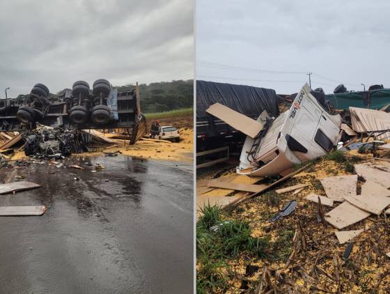 Caminhoneiro morre em colisão frontal entre caminhões na PRC-280 entre Pato Branco e Mariópolis