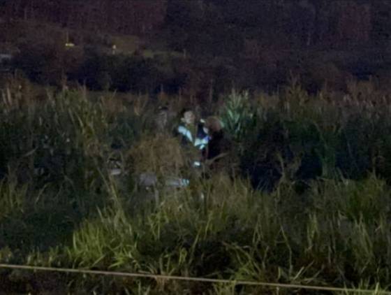 Carro sai da pista, bate em poste e capota, na PR-566