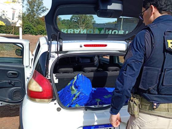 PRF apreende mais de 90 kg de maconha e prende jovem de 21 anos no sudoeste do Paraná