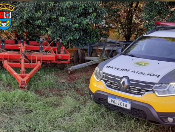 Polícia Militar recupera implemento agrícola furtado em propriedade rural