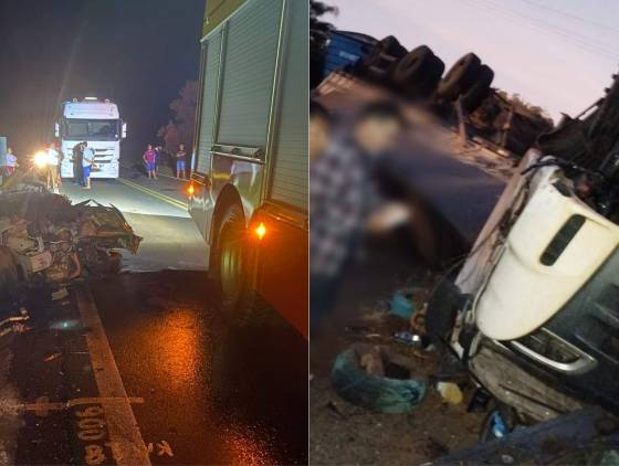 Grave acidente envolvendo carro e caminhão interdita BR-163 em Bom Jesus do Sul